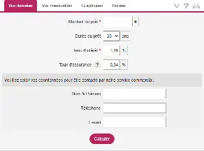 Formulaire de contact intégré aux simulateurs disponible en option