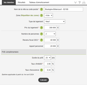 Simulateur PTZ et prêt complémentaire lissé - 1